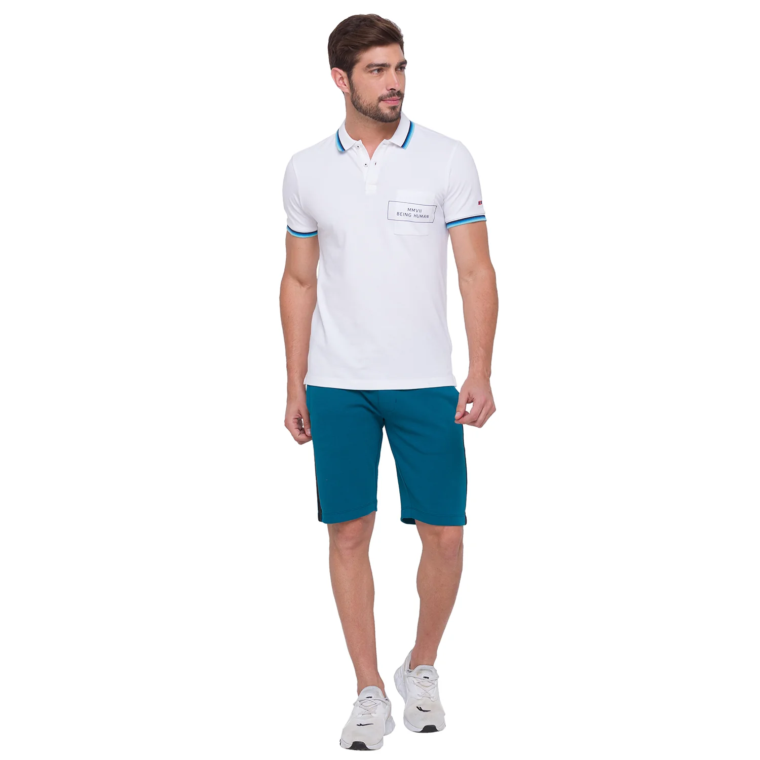 Ocean Blue Regular Fit Shorts For Men By Being Human Clothing - Image 5