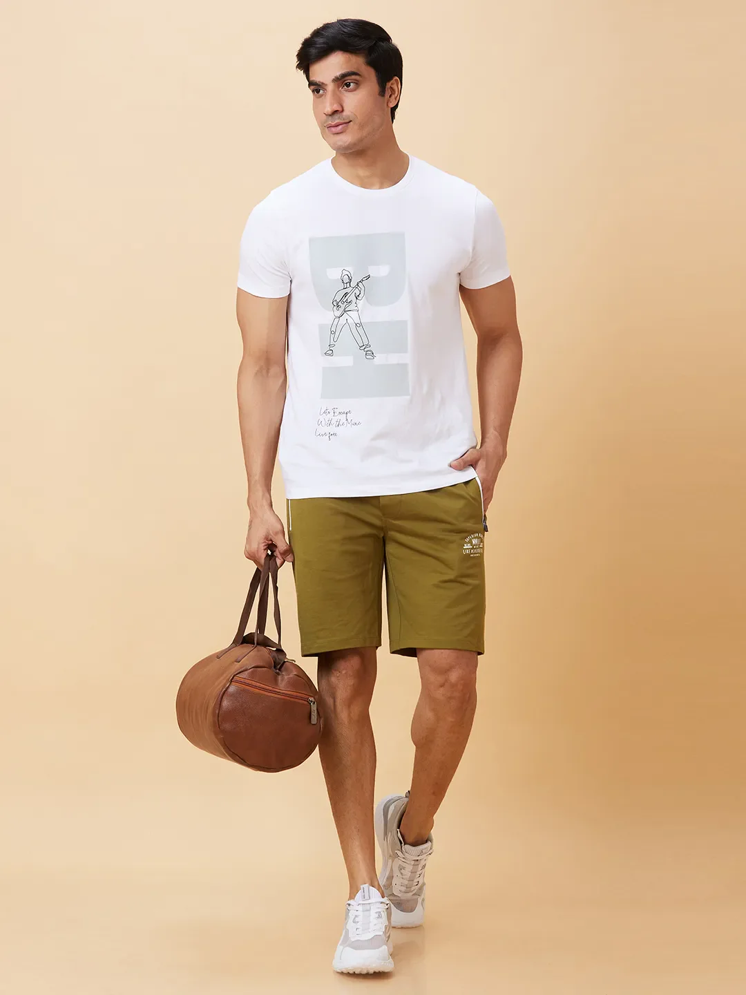 Olive Regular Fit Men's Shorts by Being Human Clothing - Image 6