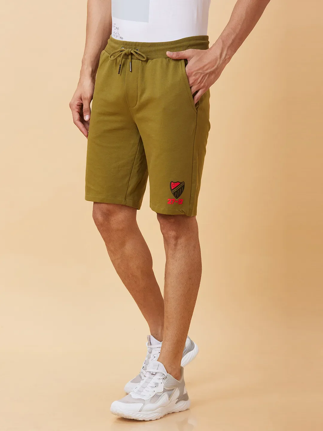 Olive Regular Fit Men's Shorts by Being Human Clothing - Image 3