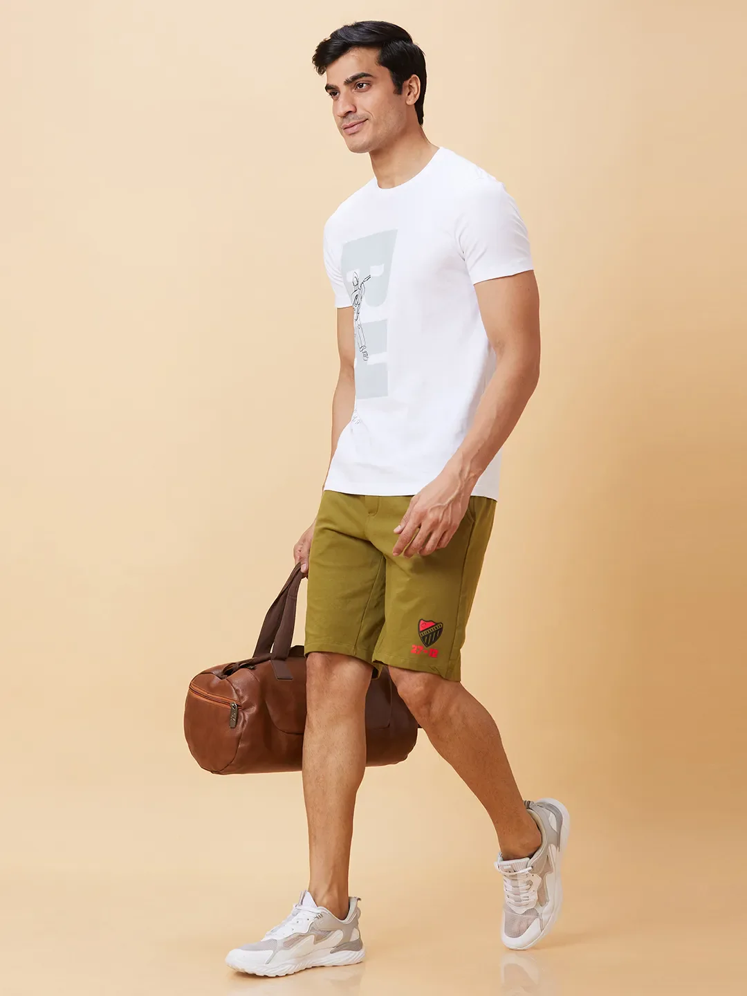 Olive Regular Fit Men's Shorts by Being Human Clothing - Image 5