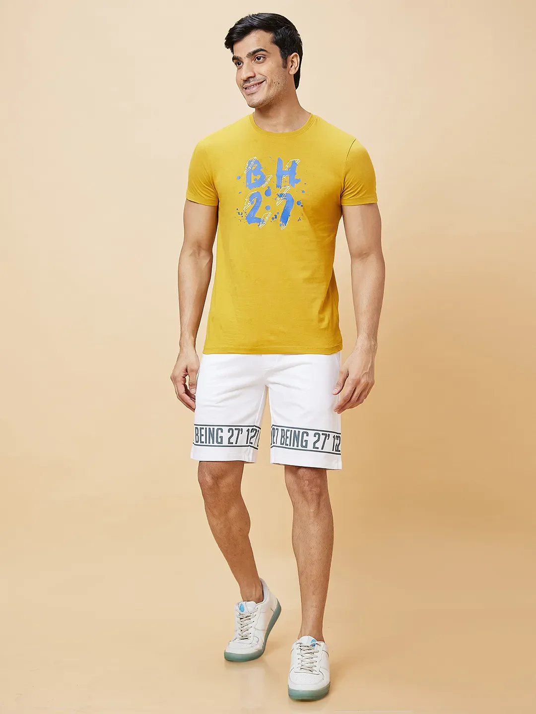 White Regular Fit Men's Shorts by Being Human Clothing