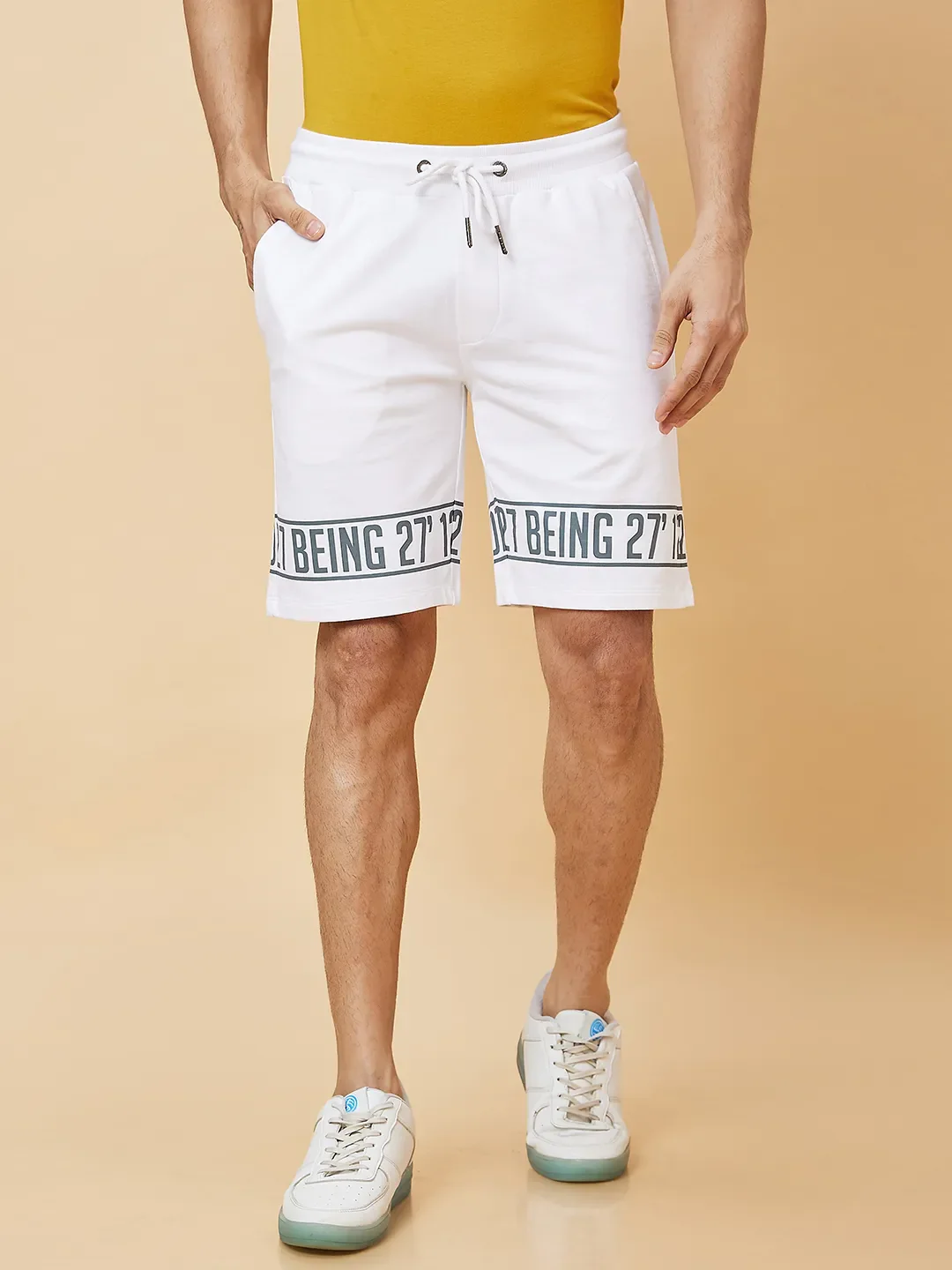White Regular Fit Men's Shorts by Being Human Clothing - Image 6