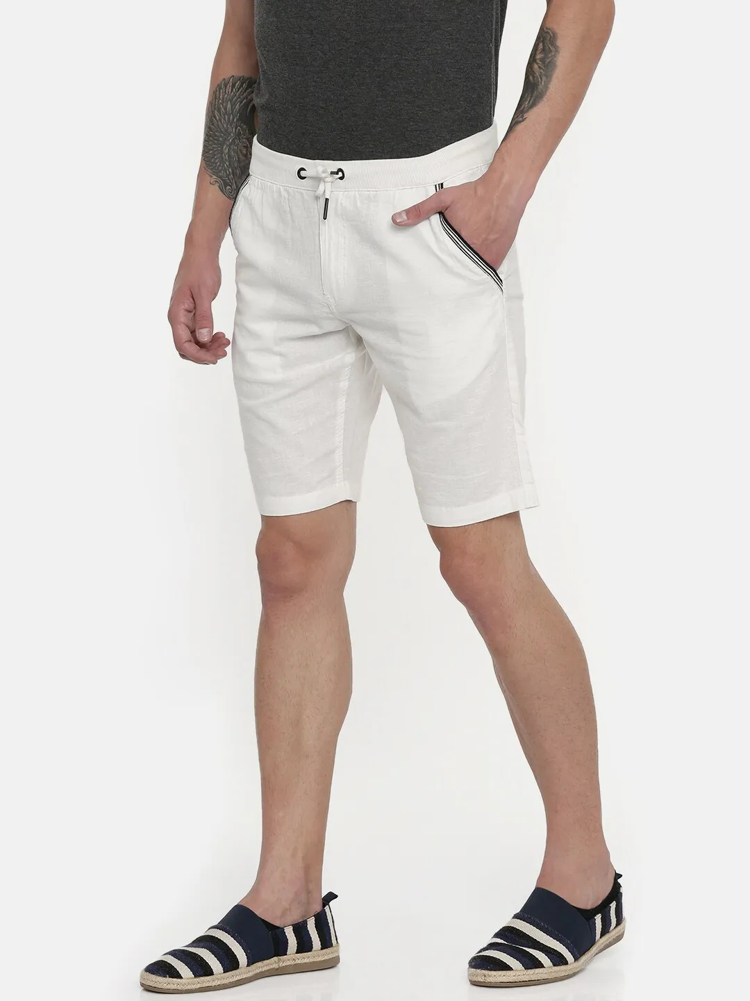 White Regular Fit Men's Shorts by Being Human Clothing - Image 2