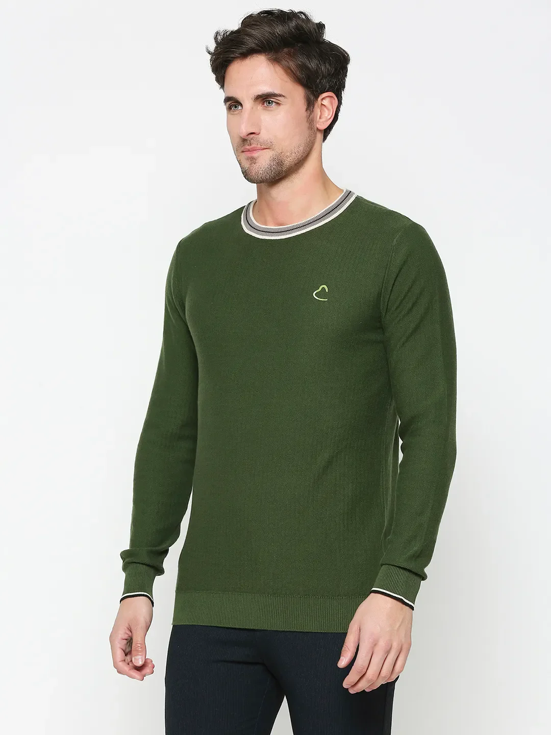 Green Regular Fit Round Neck Long Sleeves Men's Sweatshirt by Being Human Clothing - Image 2