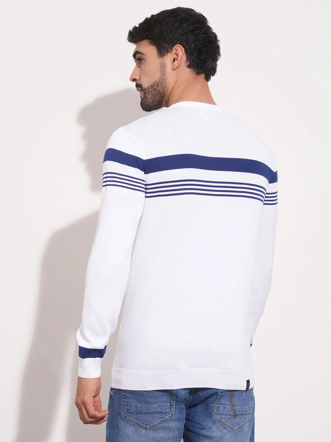 White Regular Fit Round Neck Long Sleeves Men's Sweatshirt by Being Human Clothing - Image 6
