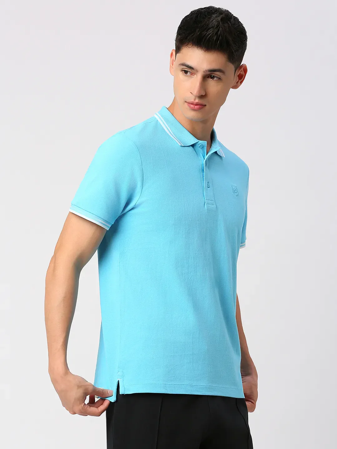 Blue Regular Fit Men's Polo T-Shirt by Being Human Clothing - Image 3
