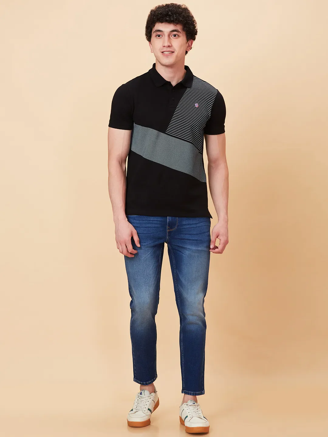 Black Regular Fit Men's Polo T-Shirt by Being Human Clothing - Image 2