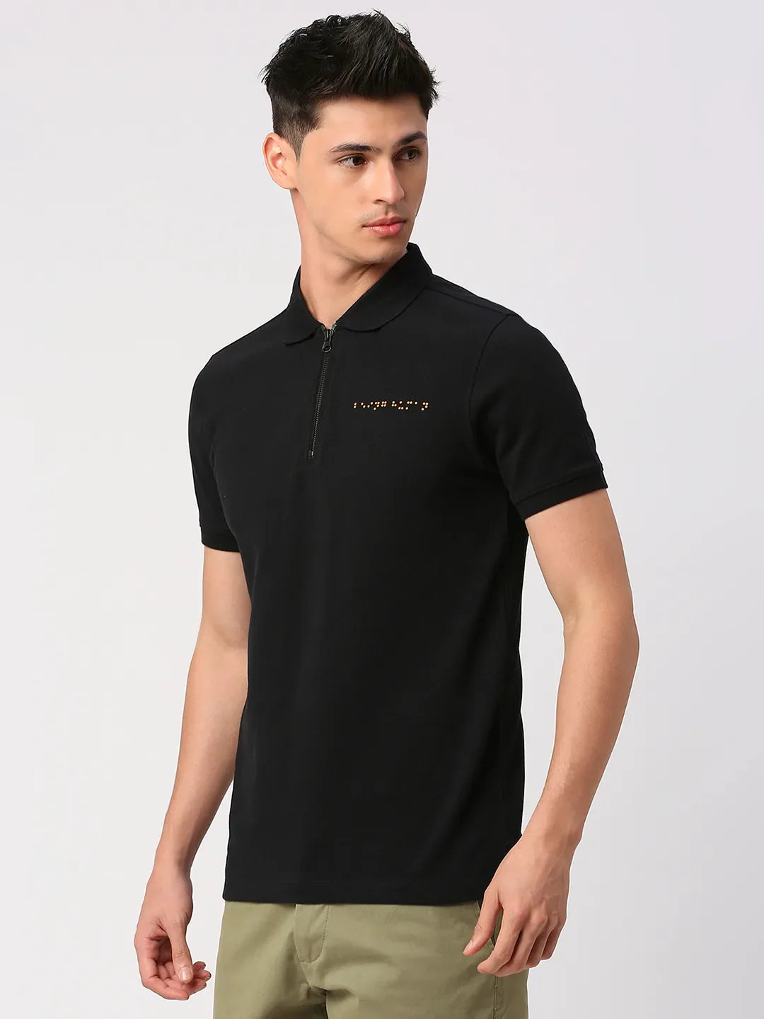 Black Regular Fit Men's Polo T-shirt by Being Human Clothing - Image 2