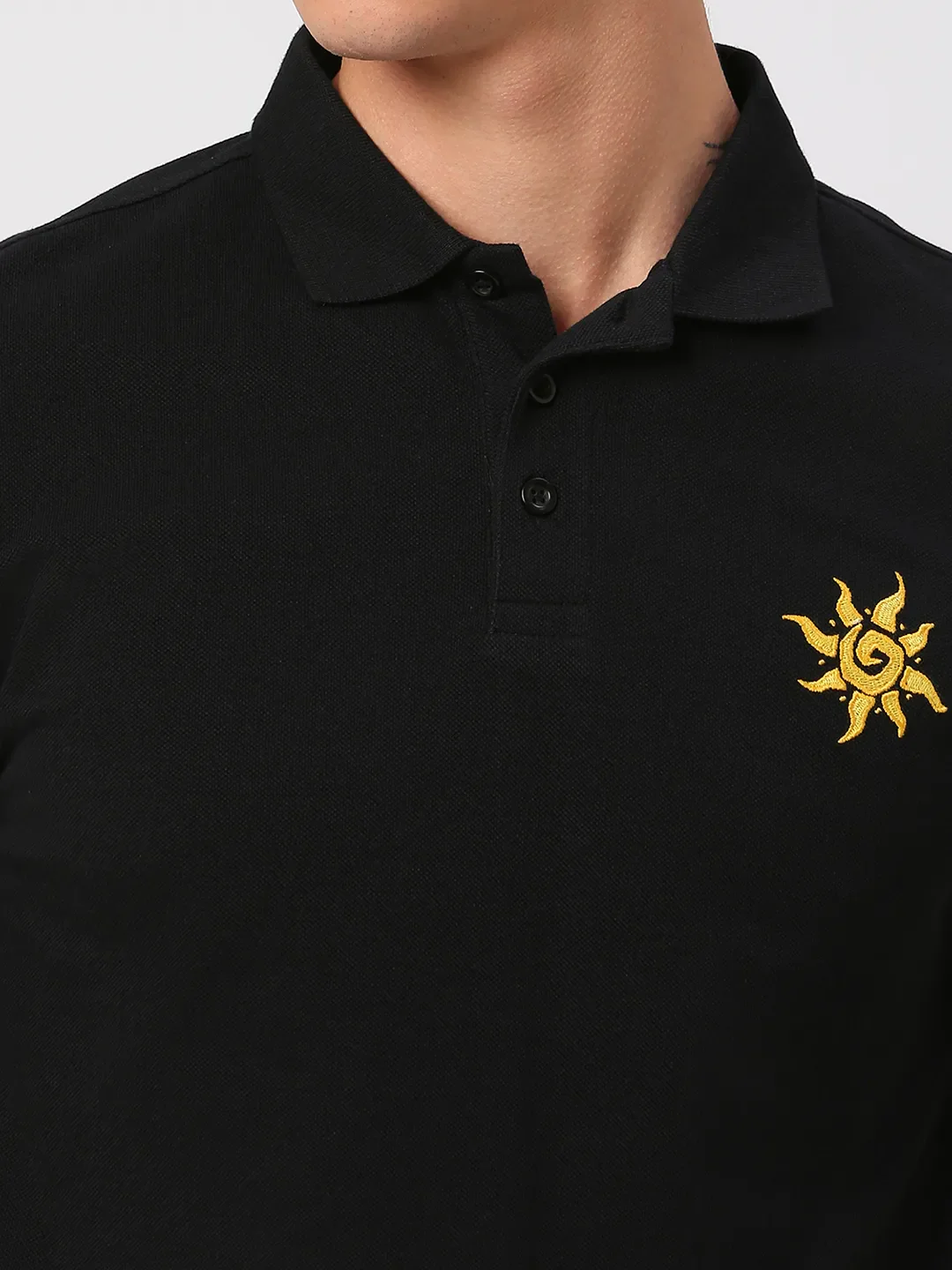Black Regular Fit Men's Polo T-Shirt by Being Human Clothing - Image 5