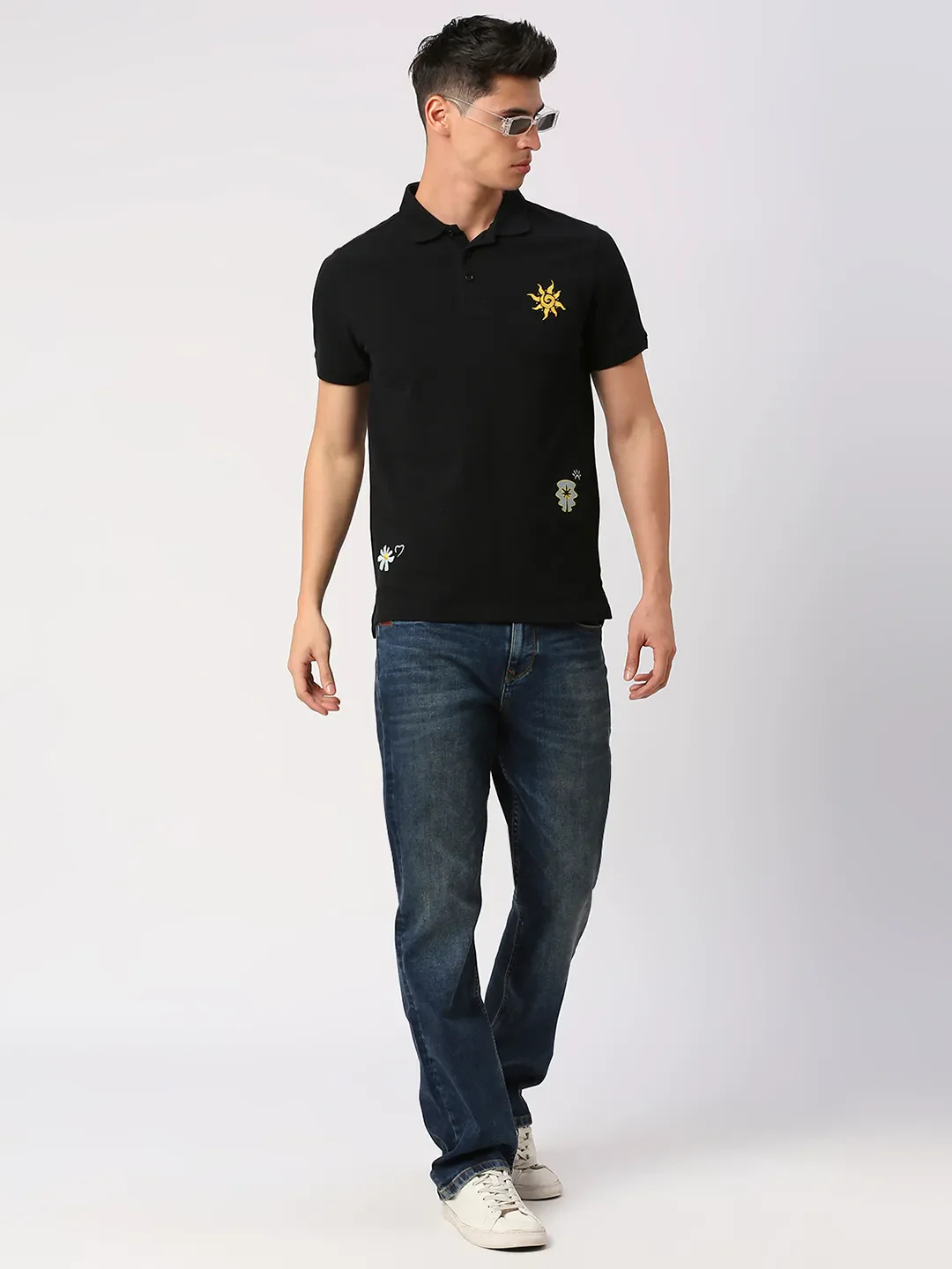Black Regular Fit Men's Polo T-Shirt by Being Human Clothing - Image 6