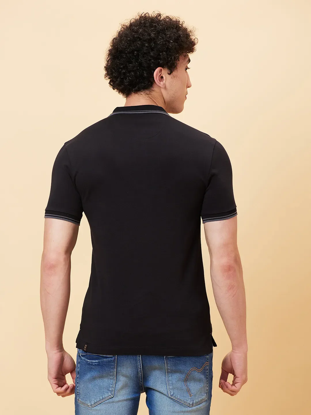 Black Regular Fit Men's Polo T-Shirt by Being Human Clothing - Image 4