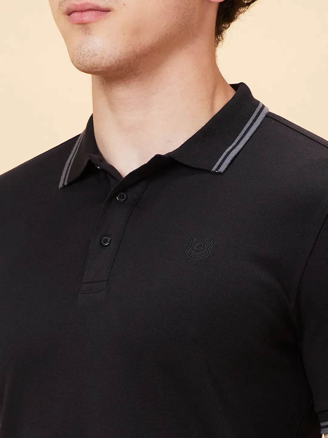 Black Regular Fit Men's Polo T-Shirt by Being Human Clothing - Image 5