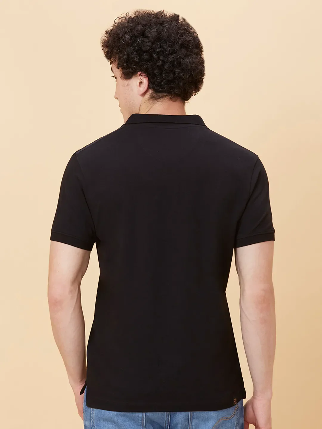 Black Regular Fit Men's Polo T-Shirt by Being Human Clothing - Image 3