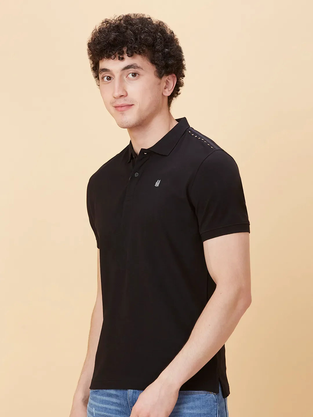 Black Regular Fit Men's Polo T-Shirt by Being Human Clothing - Image 4