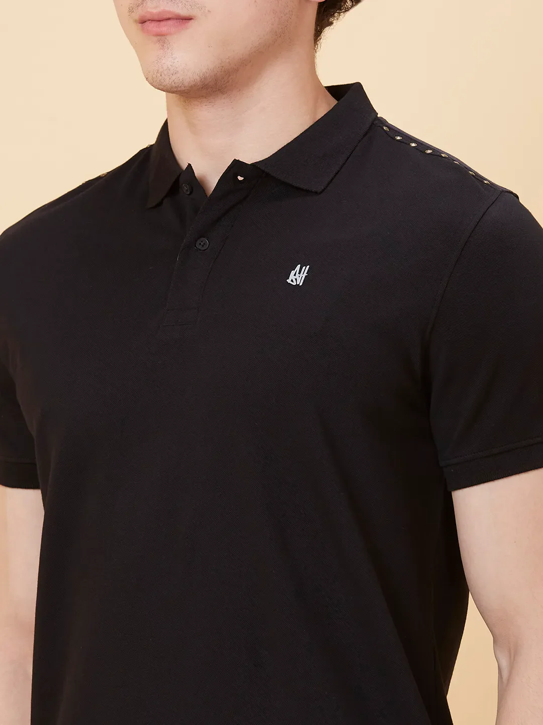 Black Regular Fit Men's Polo T-Shirt by Being Human Clothing - Image 5