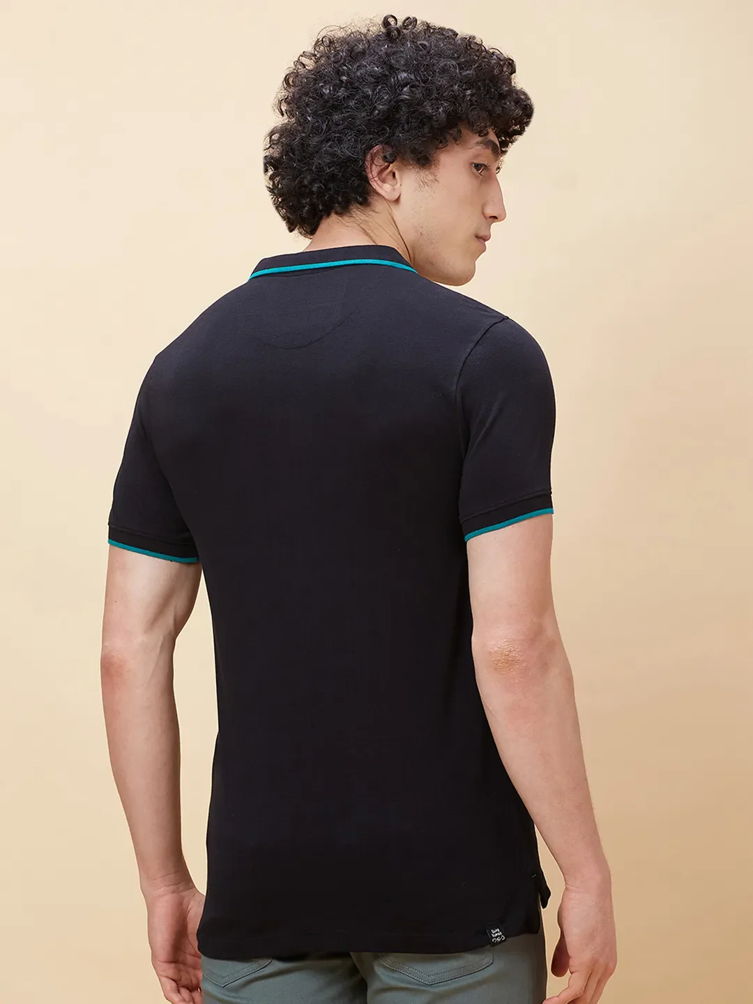 Black Regular Fit Men's Polo T-Shirt by Being Human Clothing - Image 3
