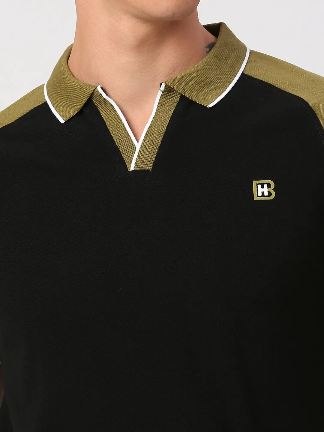 Black Regular Fit Men's Polo T-Shirt by Being Human Clothing - Image 5