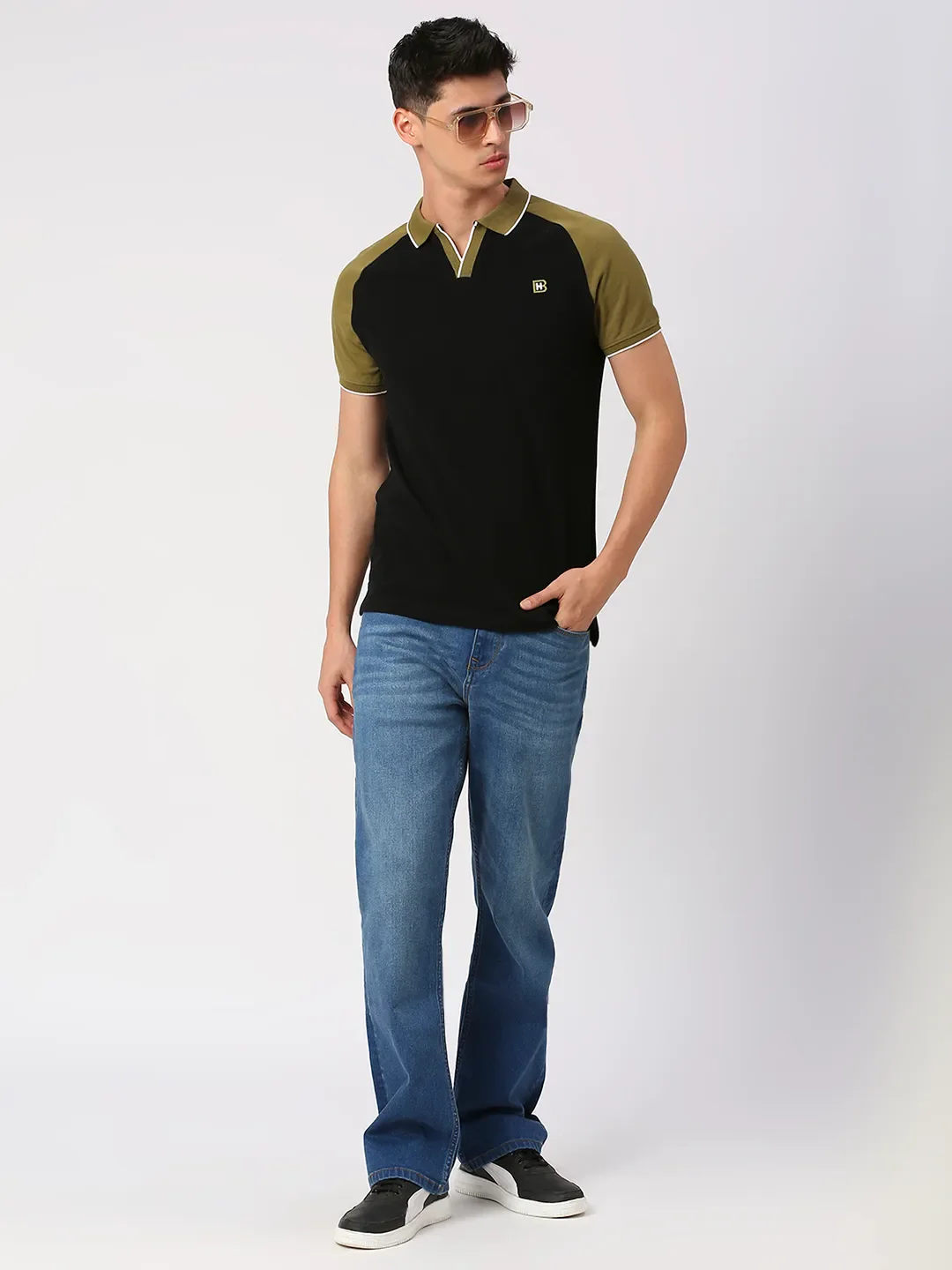 Black Regular Fit Men's Polo T-Shirt by Being Human Clothing - Image 6