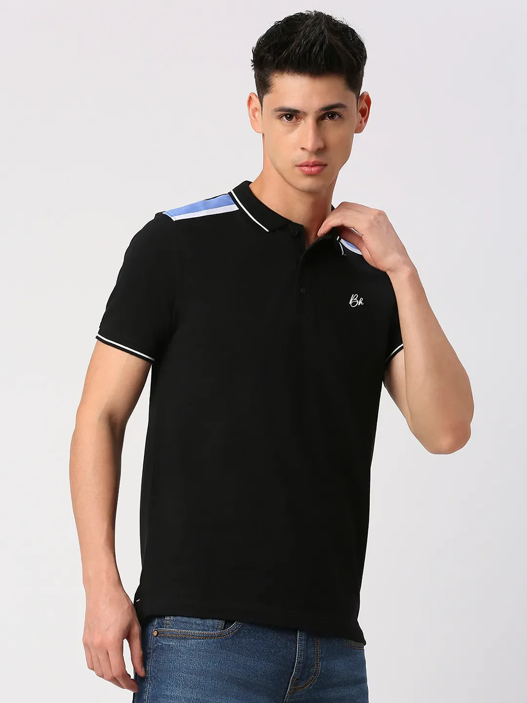 Black Regular Fit Men's Polo T-Shirt by Being Human Clothing - Image 3