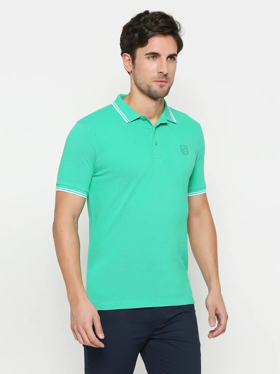 Green Regular Fit Men's Polo T-shirt by Being Human Clothing - Image 3