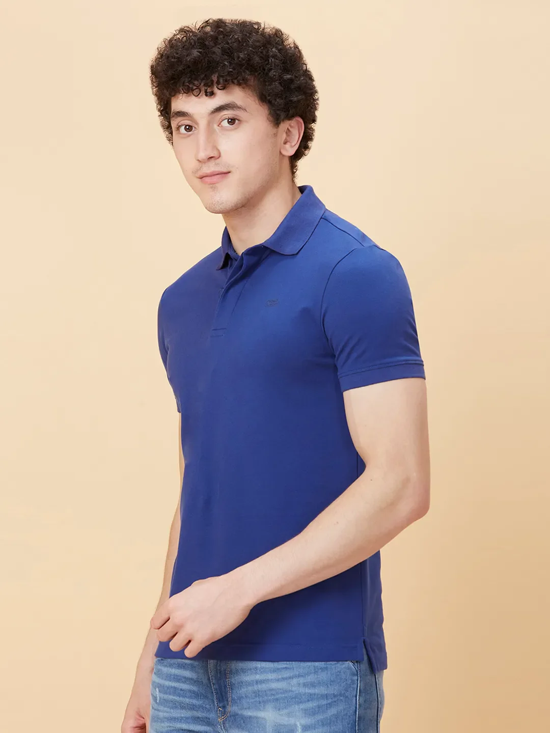 Blue Regular Fit Men's Polo T-Shirt by Being Human Clothing - Image 4