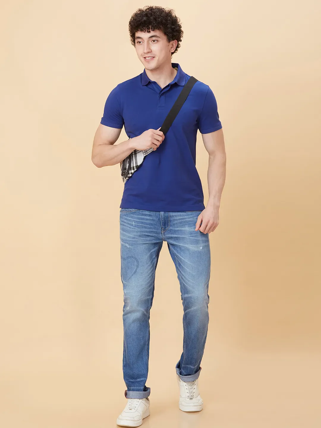 Blue Regular Fit Men's Polo T-Shirt by Being Human Clothing - Image 6