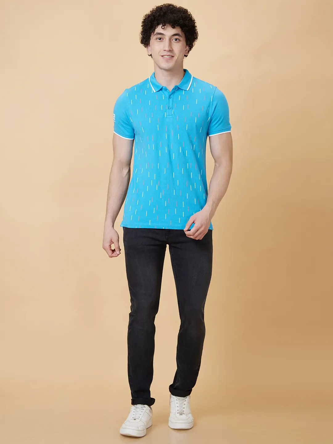 Blue Regular Fit Men's Polo T-Shirt by Being Human Clothing