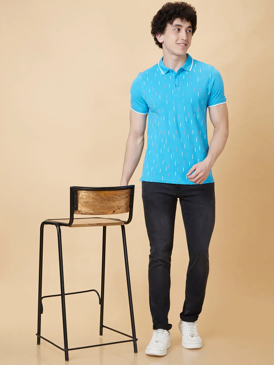 Blue Regular Fit Men's Polo T-Shirt by Being Human Clothing - Image 5