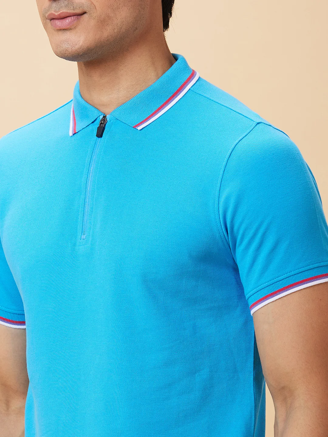 Blue Regular Fit Men's Polo T-Shirt by Being Human Clothing - Image 4