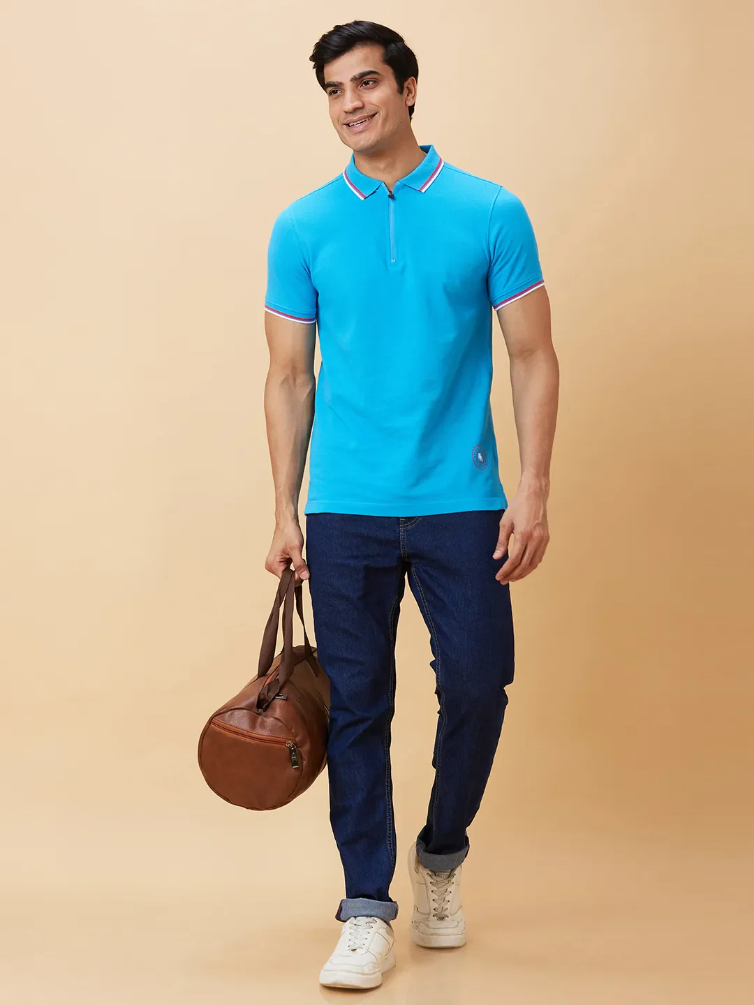 Blue Regular Fit Men's Polo T-Shirt by Being Human Clothing - Image 5