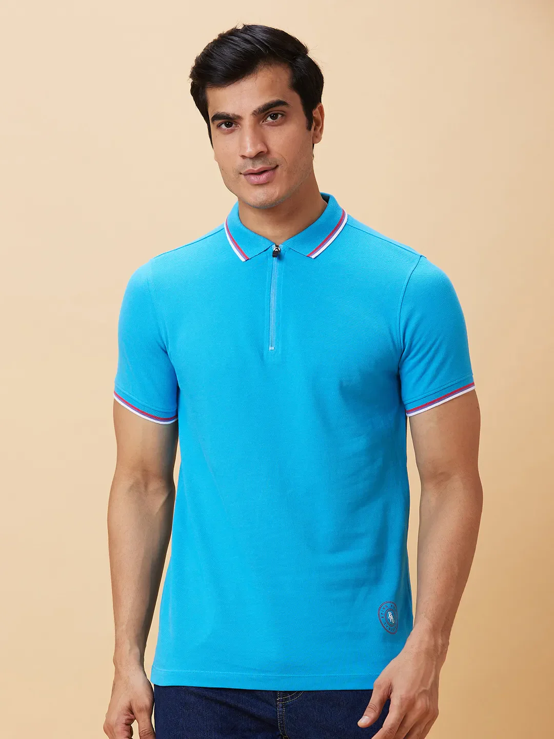 Blue Regular Fit Men's Polo T-Shirt by Being Human Clothing - Image 6