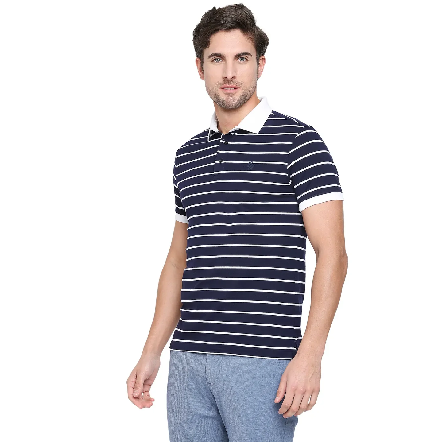 Blue Regular Fit Men's Polo T-shirt by Being Human Clothing - Image 2