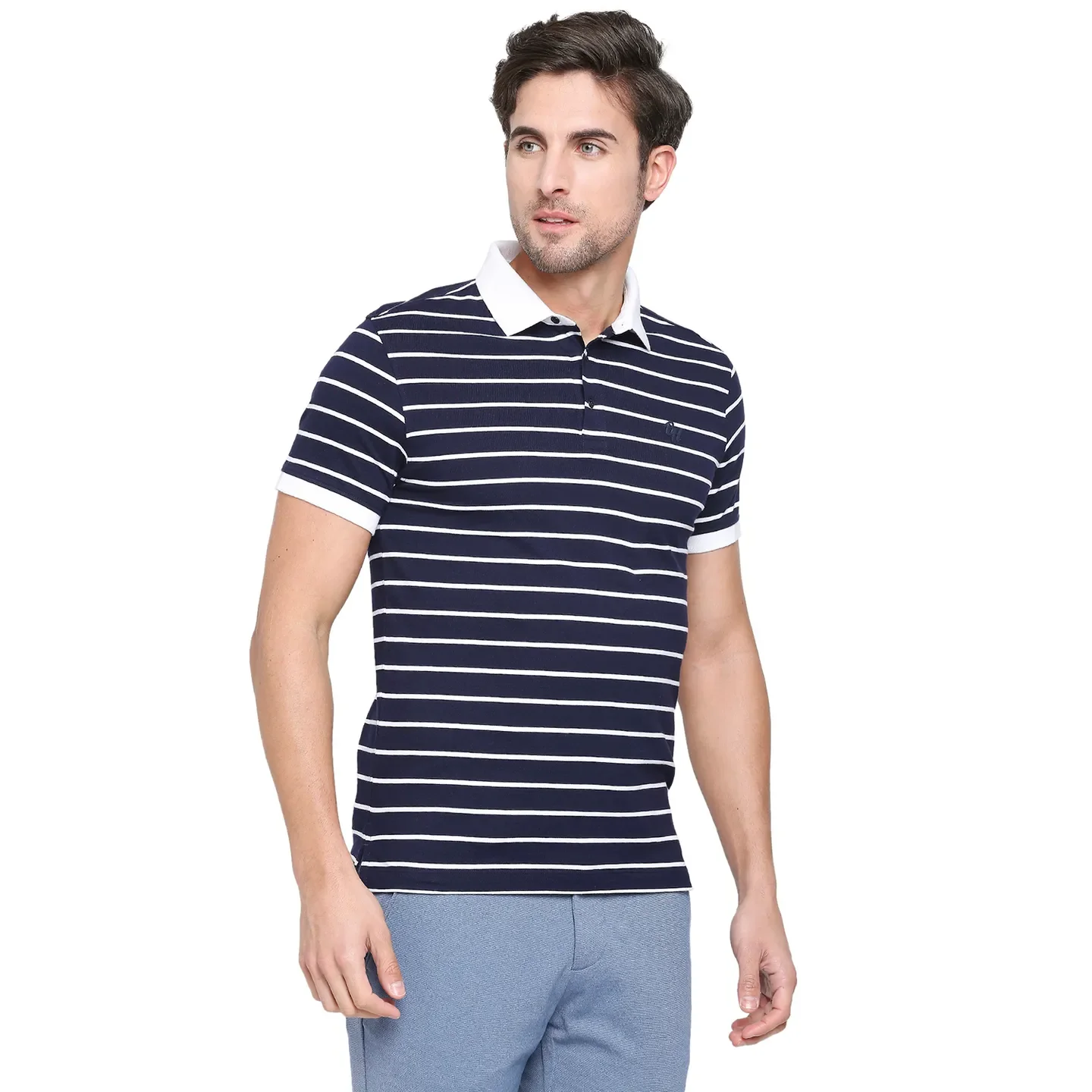 Blue Regular Fit Men's Polo T-shirt by Being Human Clothing - Image 3