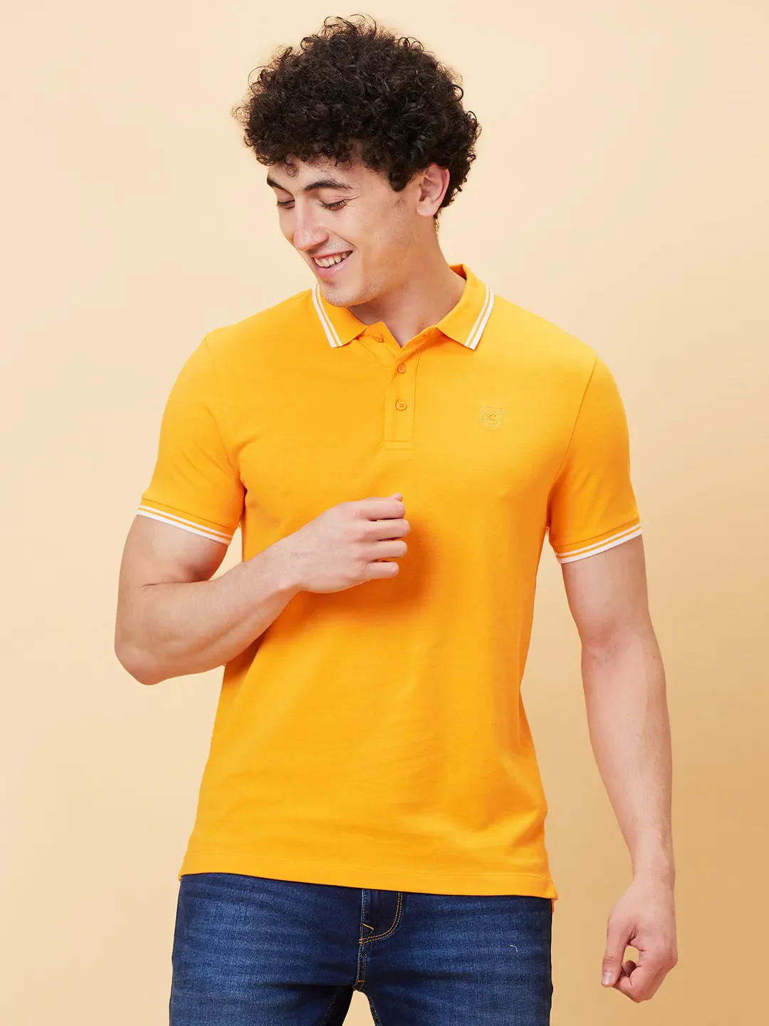 Yellow Regular Fit Men's Polo T-shirt by Being Human Clothing