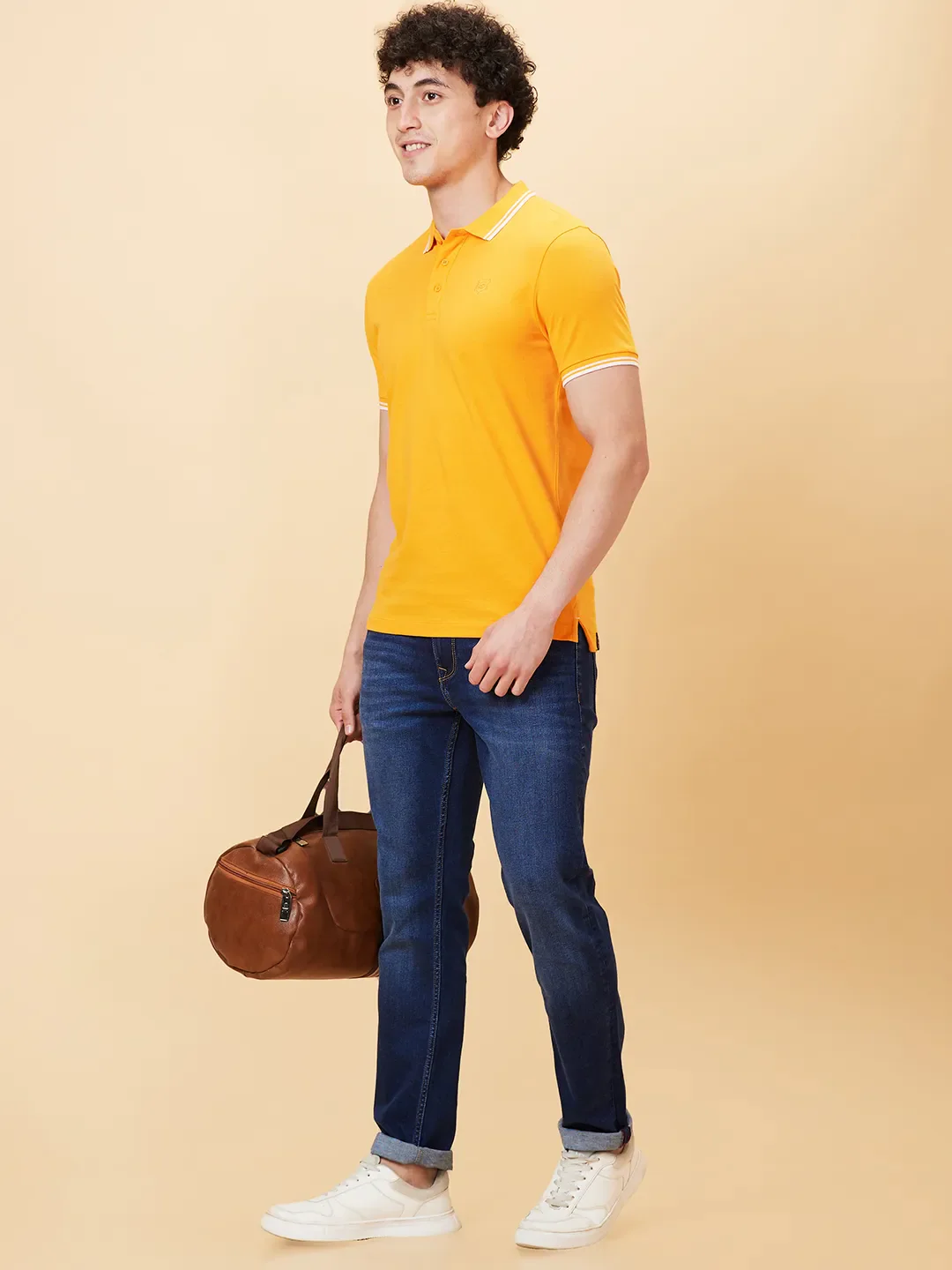 Yellow Regular Fit Men's Polo T-shirt by Being Human Clothing - Image 6