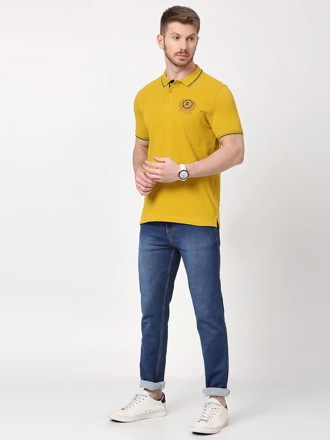 Orange Regular Fit Men's Polo T-Shirt by Being Human Clothing - Image 6