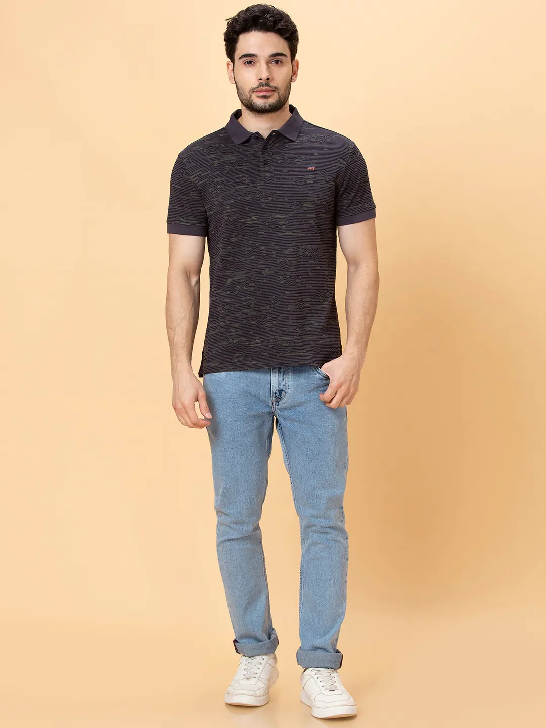 Grey Regular Fit Men's Polo T-shirt by Being Human Clothing - Image 2
