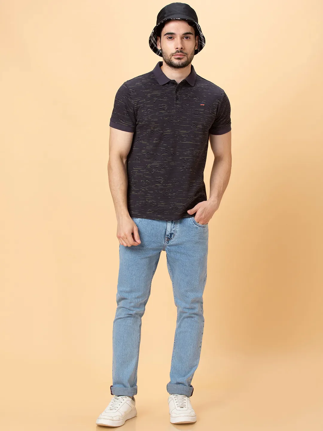 Grey Regular Fit Men's Polo T-shirt by Being Human Clothing - Image 6