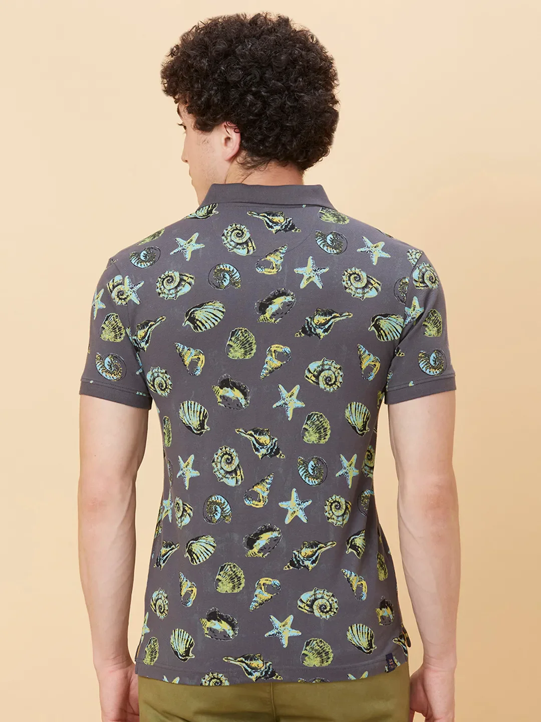 Grey Regular Fit Men's Polo T-shirt by Being Human Clothing - Image 3