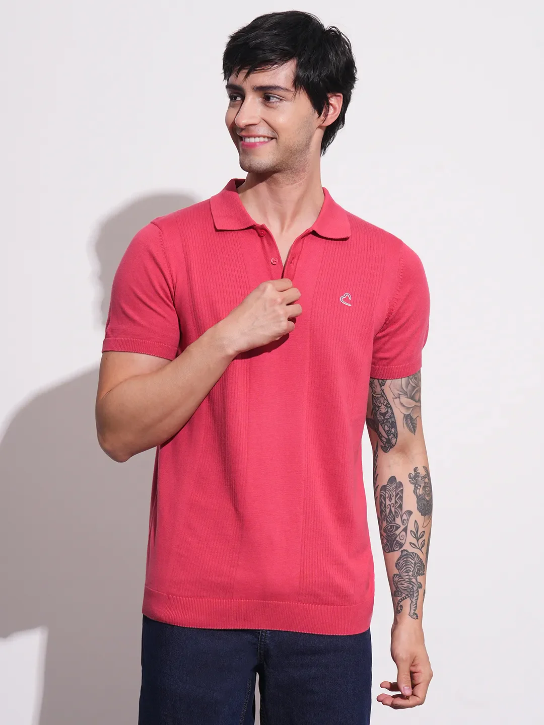 Coral Regular Fit Men's Polo T-Shirt by Being Human Clothing