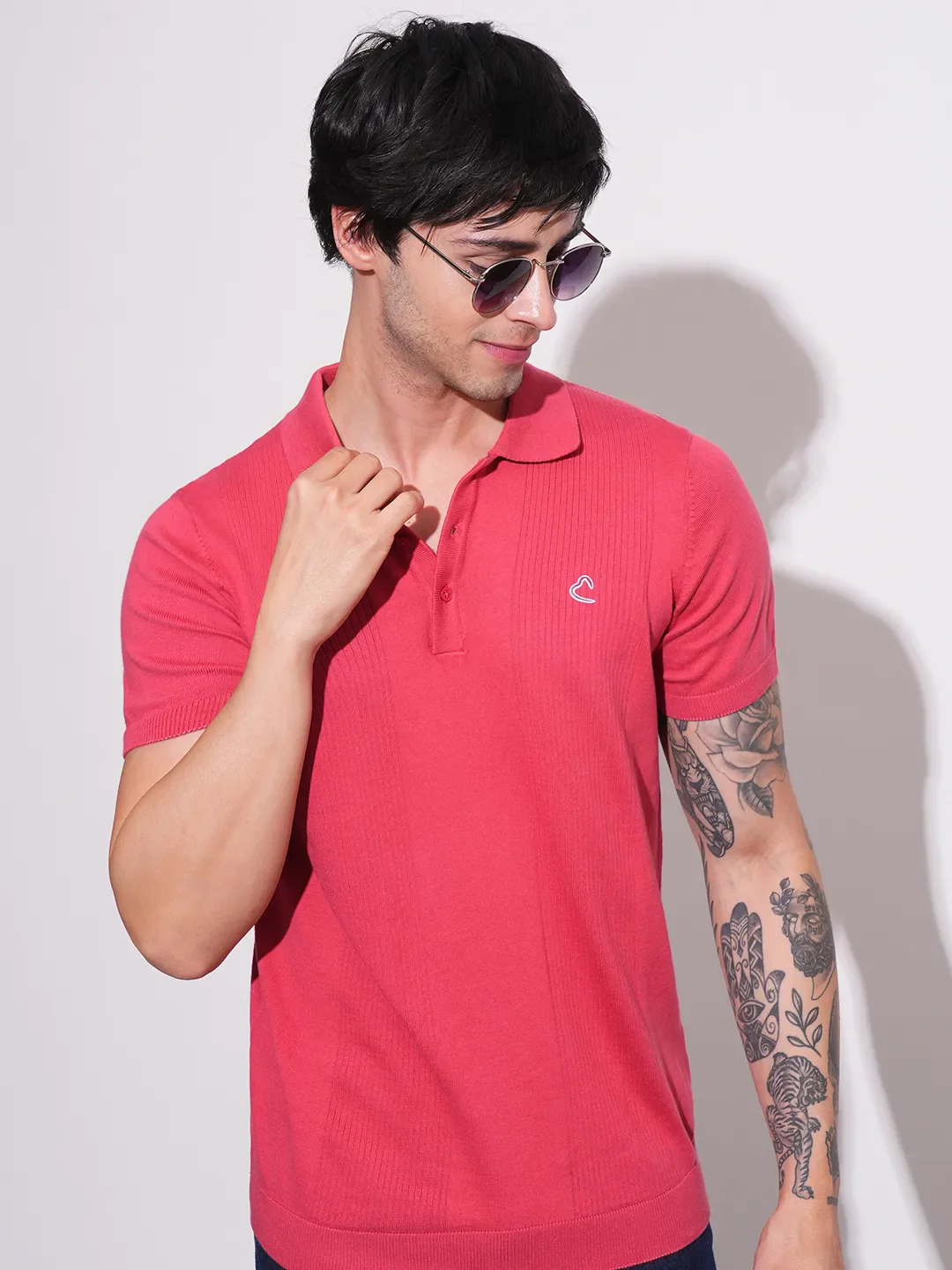 Coral Regular Fit Men's Polo T-Shirt by Being Human Clothing - Image 6