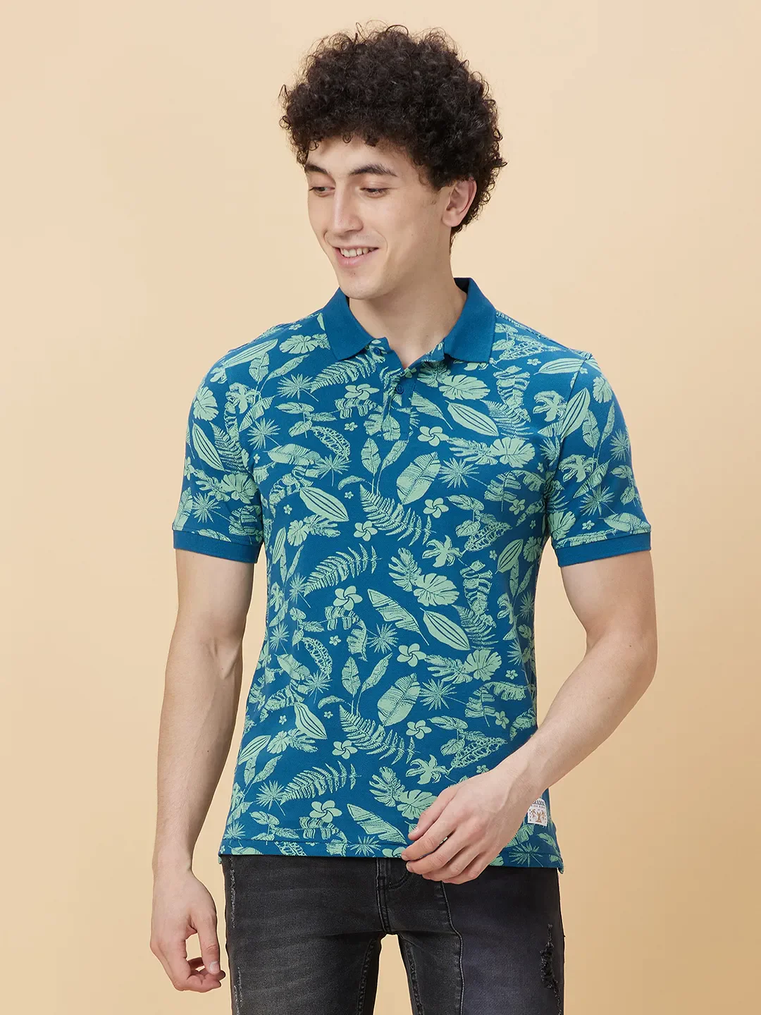 Blue Regular Fit Men's Polo T-Shirt by Being Human Clothing