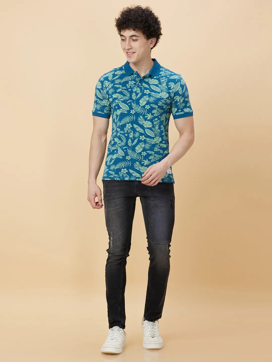 Blue Regular Fit Men's Polo T-Shirt by Being Human Clothing - Image 2