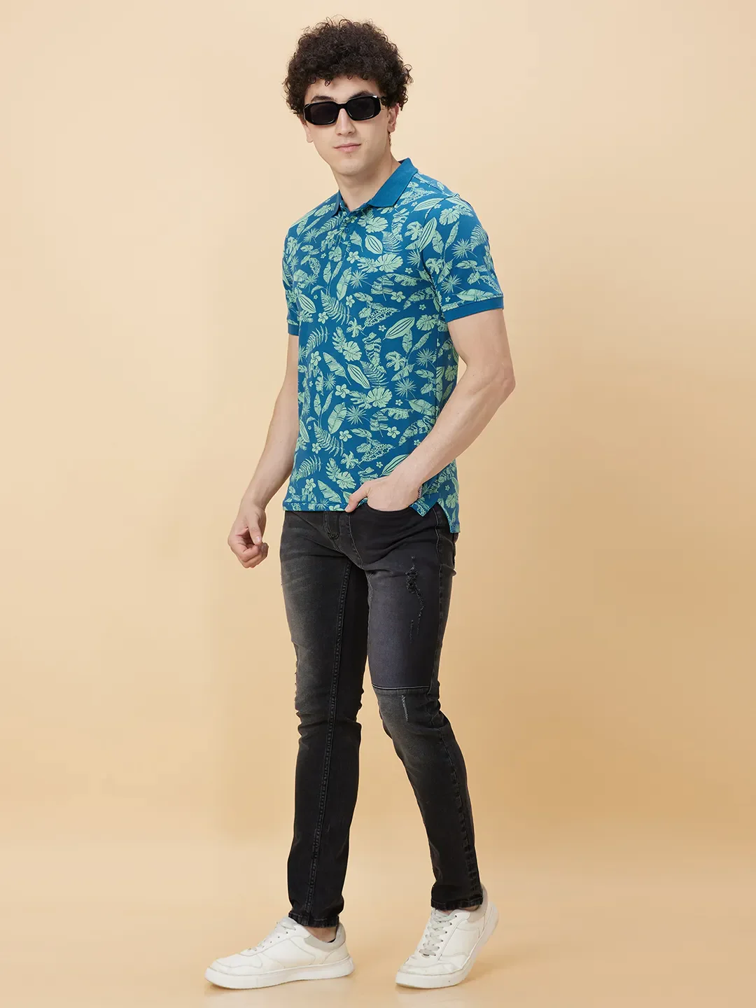 Blue Regular Fit Men's Polo T-Shirt by Being Human Clothing - Image 6