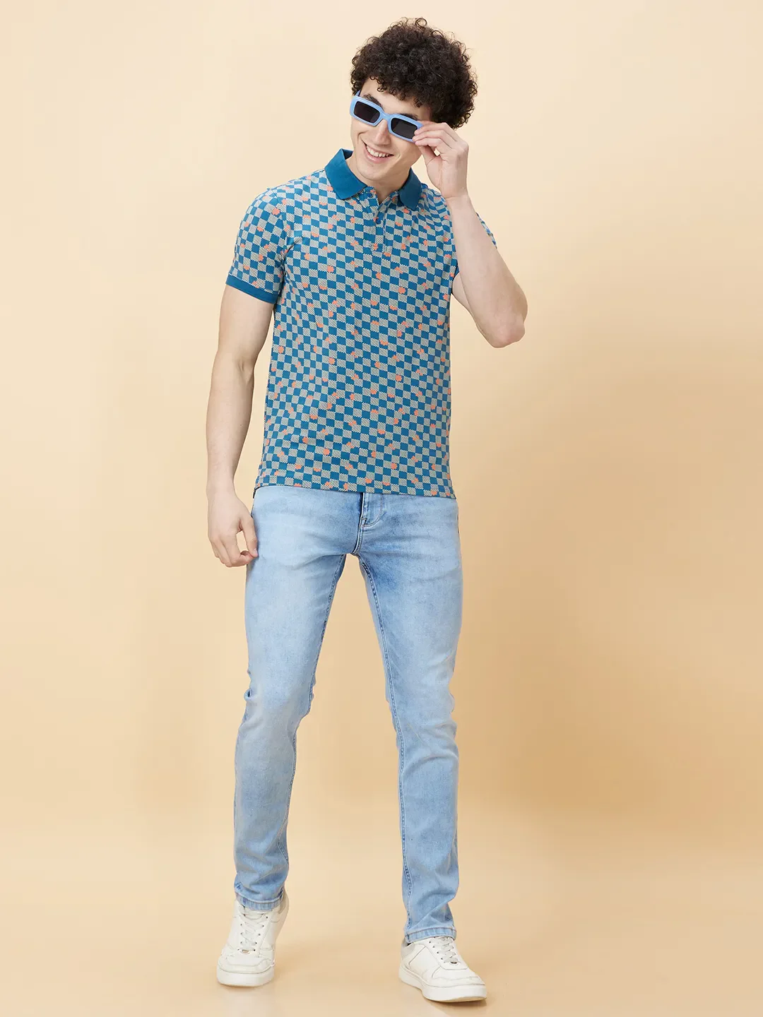 Blue Regular Fit Men's Polo T-Shirt by Being Human Clothing - Image 6