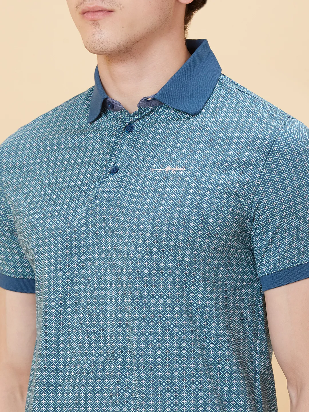 Blue Regular Fit Men's Polo T-Shirt by Being Human Clothing - Image 5
