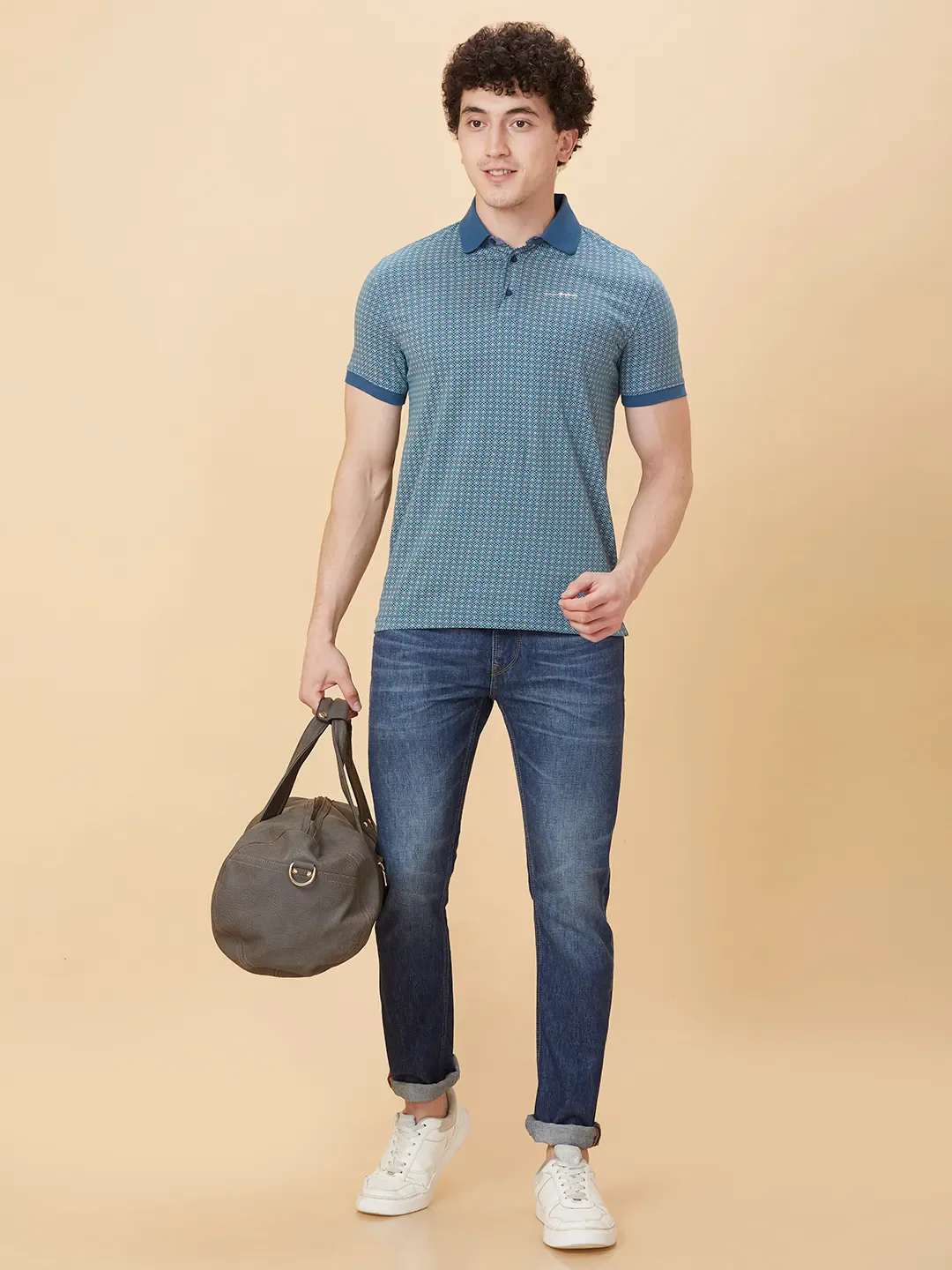 Blue Regular Fit Men's Polo T-Shirt by Being Human Clothing - Image 6