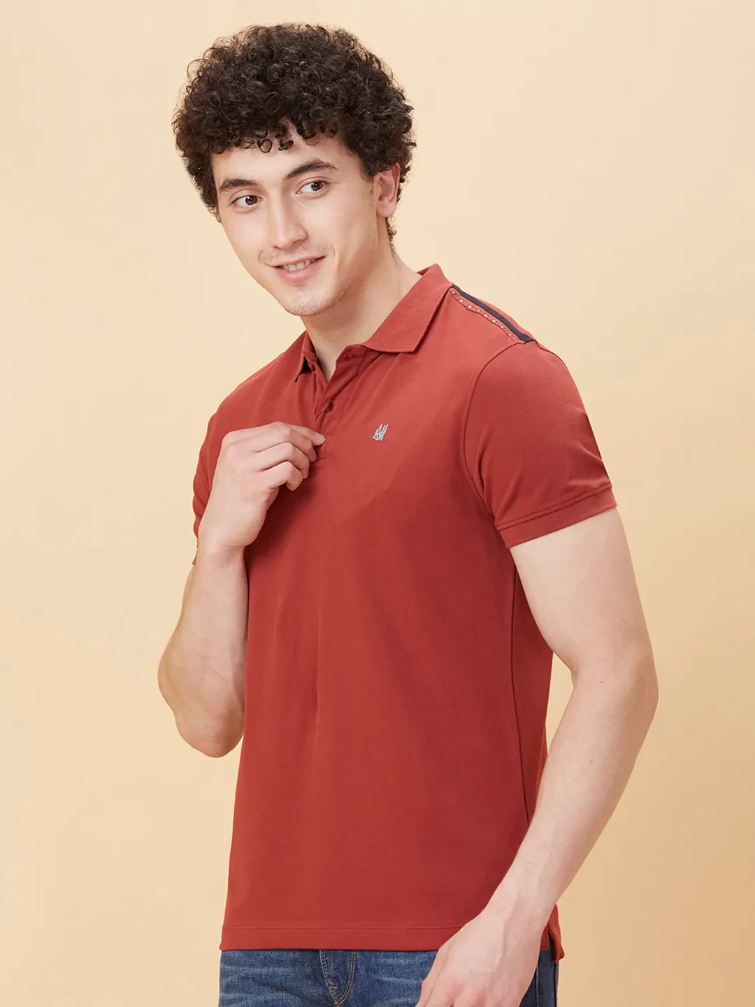 Red Regular Fit Men's Polo T-shirt by Being Human Clothing - Image 4