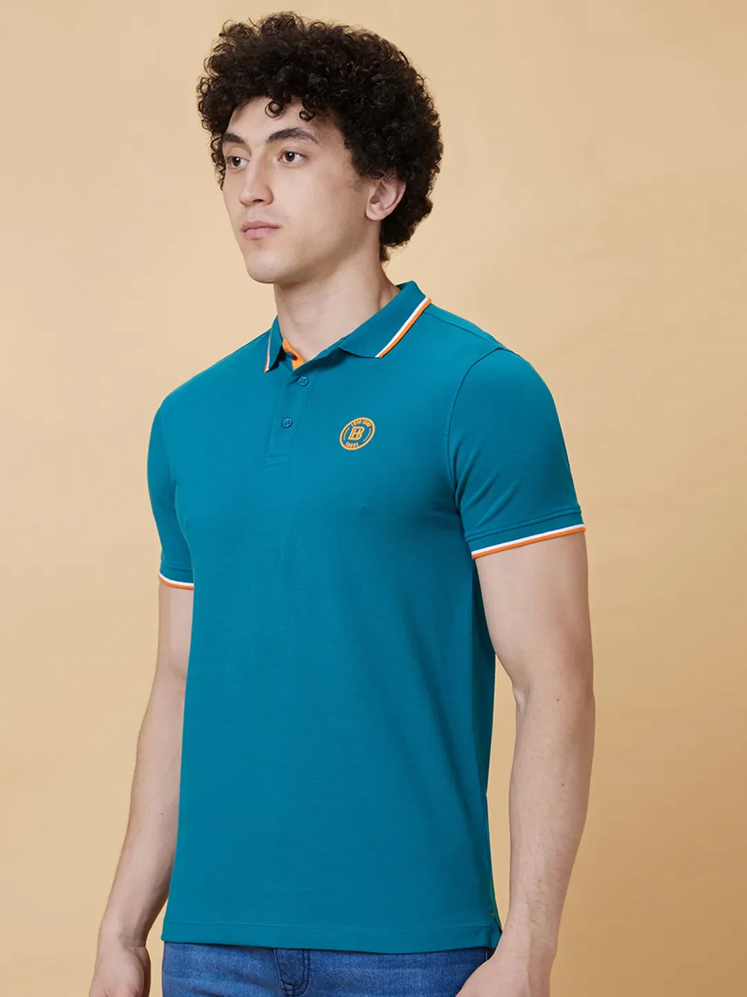 Blue Regular Fit Men's Polo T-Shirt by Being Human Clothing - Image 4