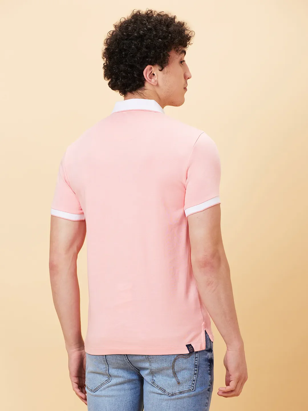 Pink Regular Fit Men's Polo T-Shirt by Being Human Clothing - Image 4